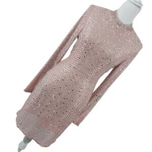NWOT! WINDSOR! PEACHY PINK ULTRA STRETCH JEWELED, SHIMMERING DRESS! SZ L